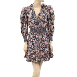 Anthropologie Floral Print Dress - Blue and Red